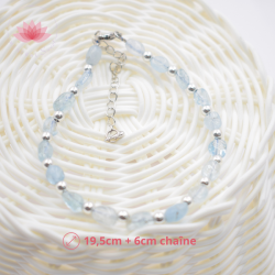 Bracelet  perles irregulières Aigue Marine et argent 1