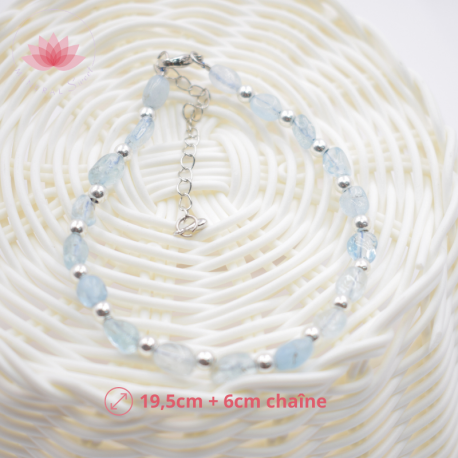 Pulsera perlas irregulares Aguamarina y plata 1