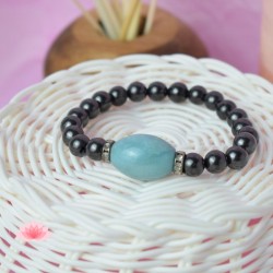 Bracelet Shungite et Amazonite en perle longue