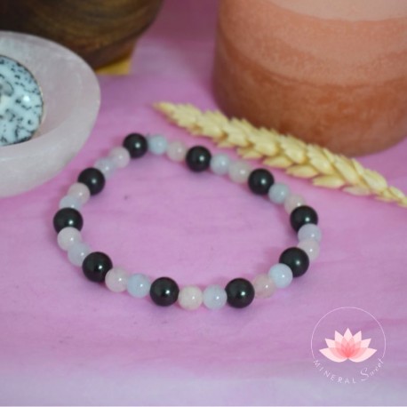 Bracelet Shungite et Aigue Marine + Morganite