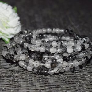 pulsera cuarzo inclusión turmalina negra