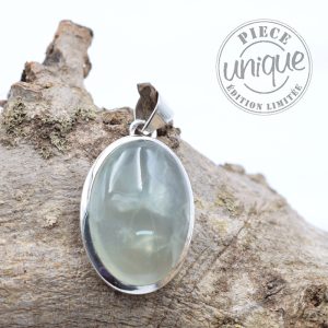 Prehnite pendentif serti argent-1