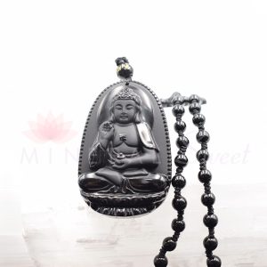 Obsidienne noire pendentif Bouddha